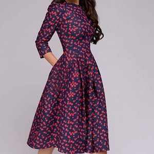 Simple Flavor Red Blue Dress with Pockets